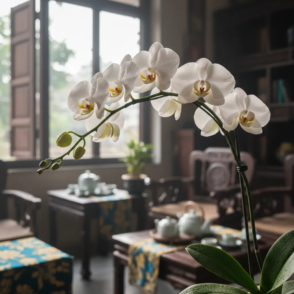 Ảnh hoa lan tinh tế với ánh sáng nhẹ