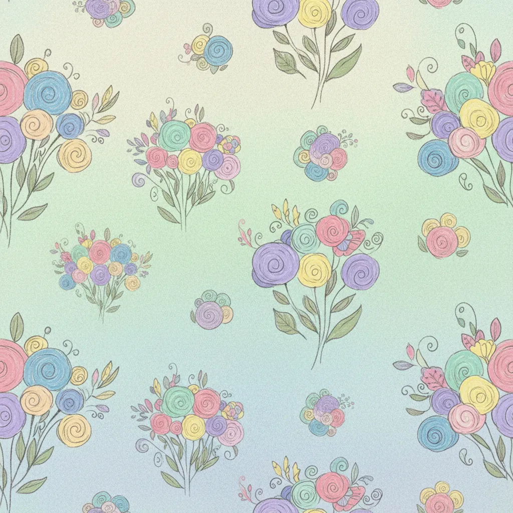 Minh họa hoa pastel làm hình nền máy tính cute